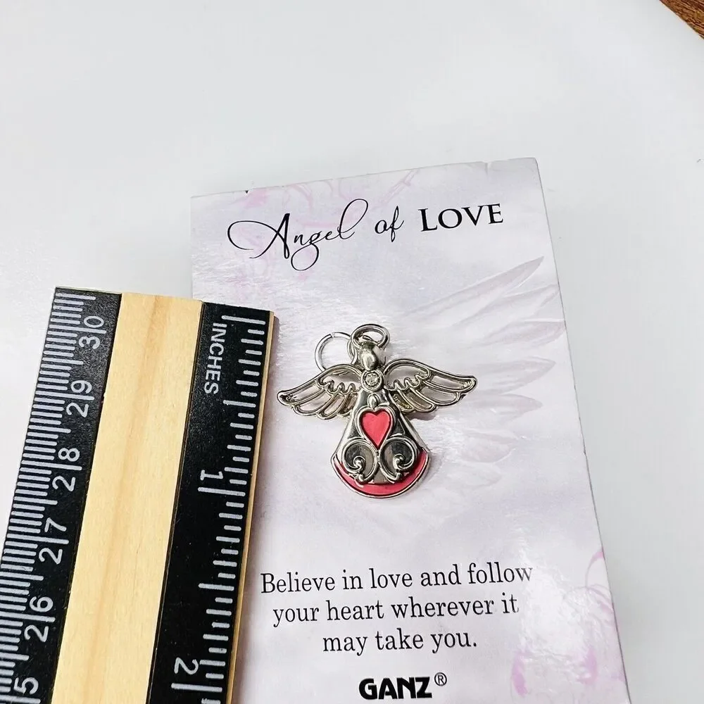 Angel of LOVE Believe In Love Pin / Pendant By Ganz Red Silver Tone 1556
